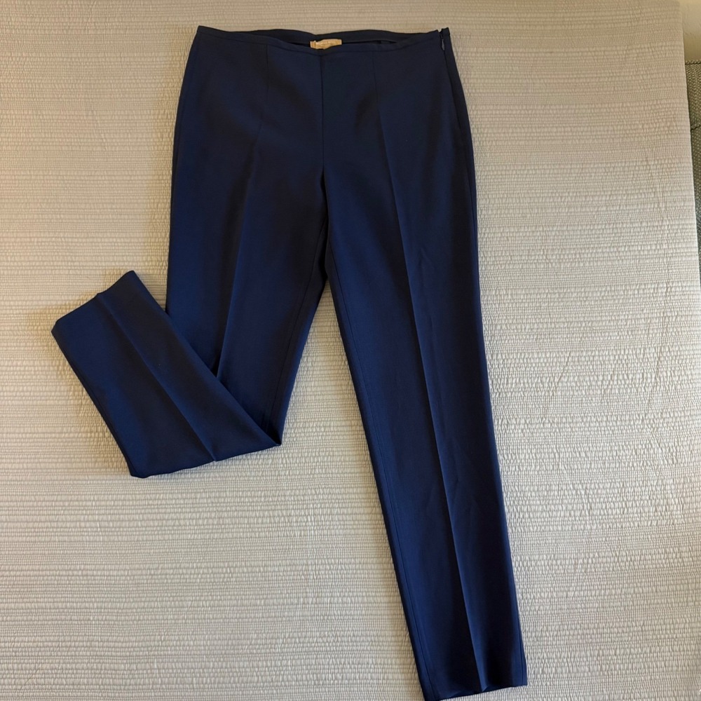 NWT Michael Kors Collection Navy Blue Womens Wool Trousers Size 12 Made in Italy